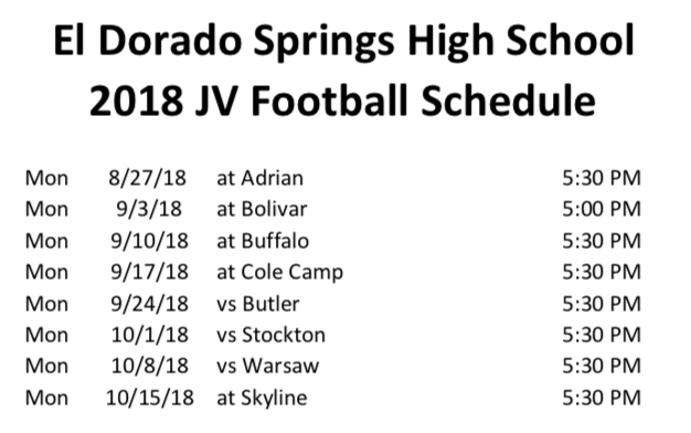 2018 Schedule - El Dorado Springs High School Football
